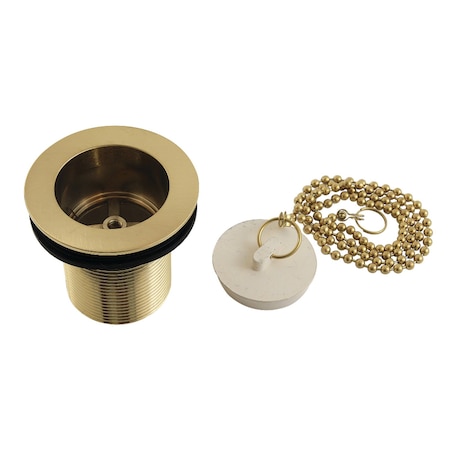 Kingston Brass 112 Chain and Stopper Tub Drain with 2 Body Thread, Brushed Brass DSP20SB